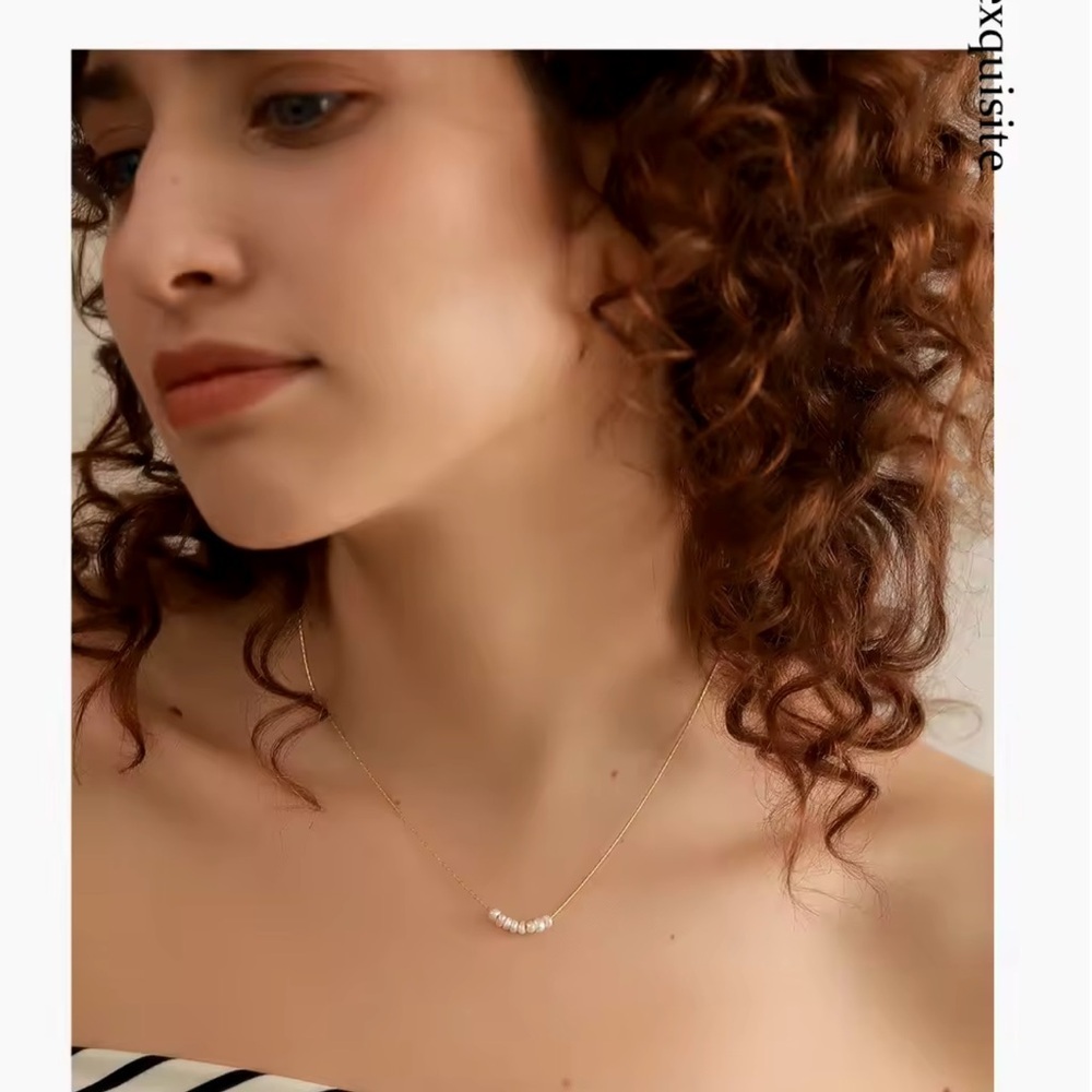 Fashion Necklace Natural Freshwater Pearl Stainless Steel PVD 18k Plated NWOT